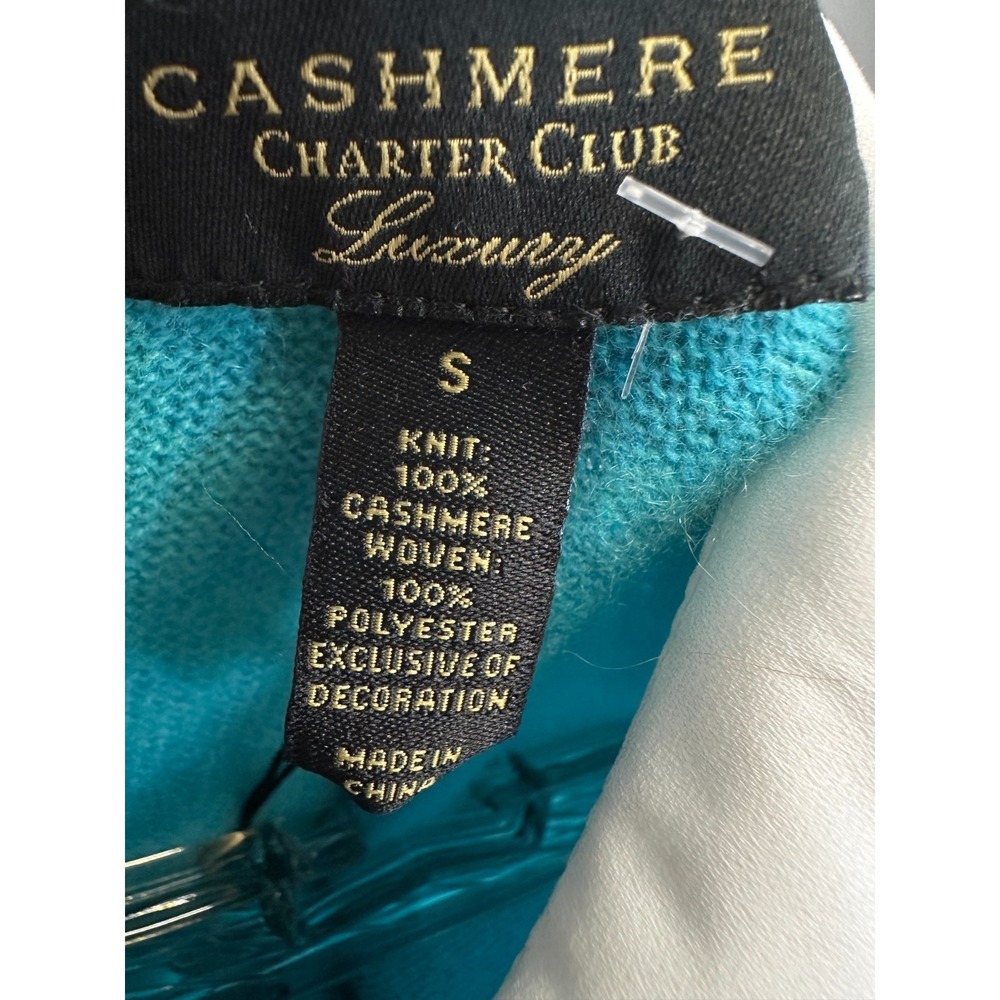 Charter Club Womens Cashmere Size S‎ Teal Sweater Embellished Layered Luxury NWT - Picture 5 of 9